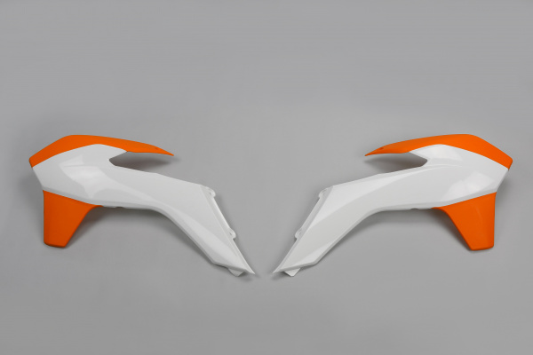 Radiator covers / White-orange - oem 15 - Ktm - REPLICA PLASTICS - KT04052-999W - UFO Plast