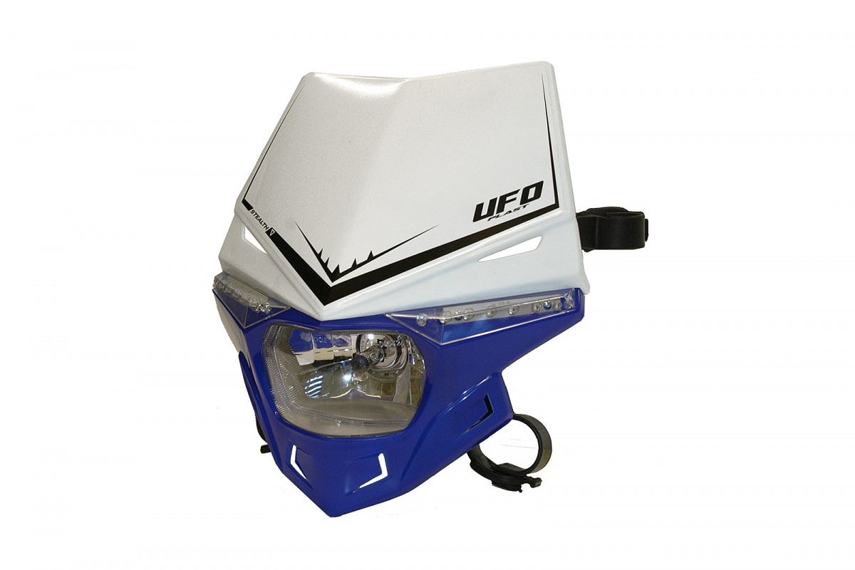 Motocross Stealth headlight white and blue - Headlight - PF01715-W089 - Ufo Plast