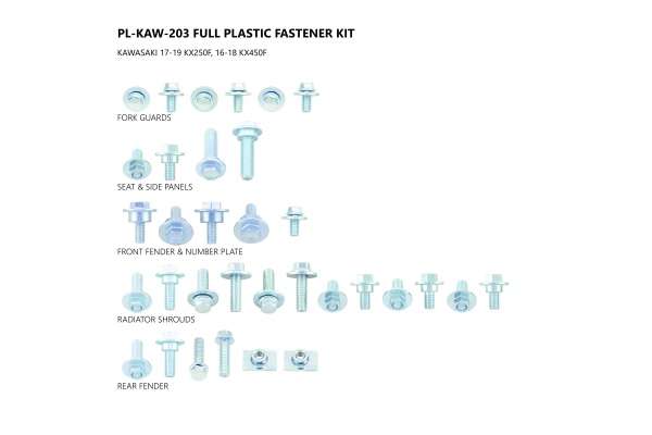 Motocross full plastic fastener kit for Kawasaki - Altri accessori - AC02434 - UFO Plast