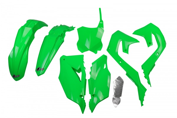 Plastic Kit neon green for Kawasaki KXF 250 (2021-24) - KXF 450 (2019-23) - REPLICA PLASTICS - KAKIT227-AFLU - Ufo Plast