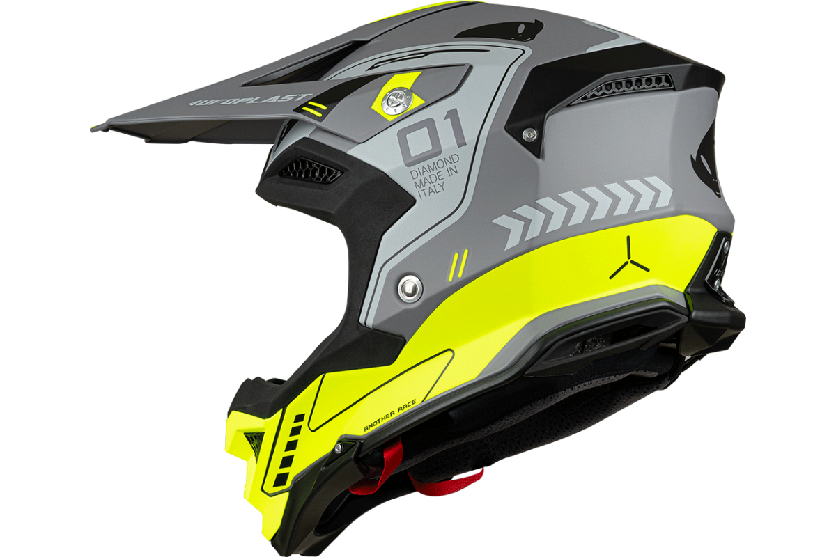 Motocross helmet Diamond grey and neon yellow - Home - he055 - UFO Plast